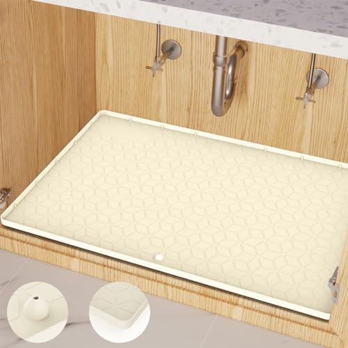 Under Sink Mat for Kitchen, Silicone Waterproof Liner, Flexible Organizer Tray with Drain Hole, 3.6 Gallons Capacity, Easy to Clean by MIFADFAOtailoredtoyourhome
