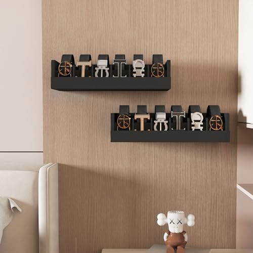 Belt Organizer for Closet - 6 Grids Black Bamboo Belt Storage Organizer Racks for Men Women's Drawer, Belt Display Holder Wall Mount with 2 Pcs Tie Clip - Image 4
