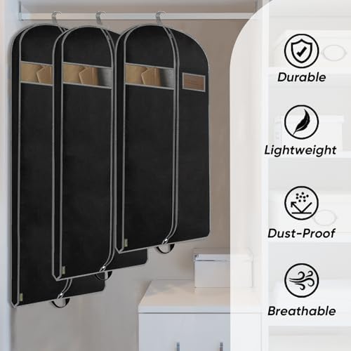BALEINE 2PK Garment Bags for Hanging Clothes, 43" Suit Bag for Travel - Image 4
