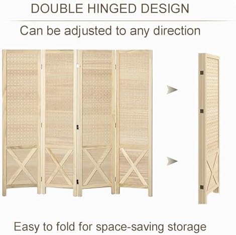 1pc Folding Pegboard Partition Screen - 4 Panel Room Divider for Craft and Art Display - for Retail and Home Use(White) - Image 6