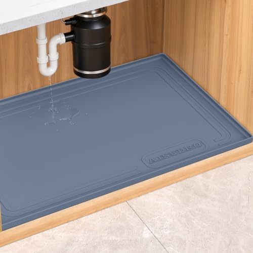 Waterproof Under Sink Mat 28"x19", Silicone Mat, Dark Blue by AisslroDirect