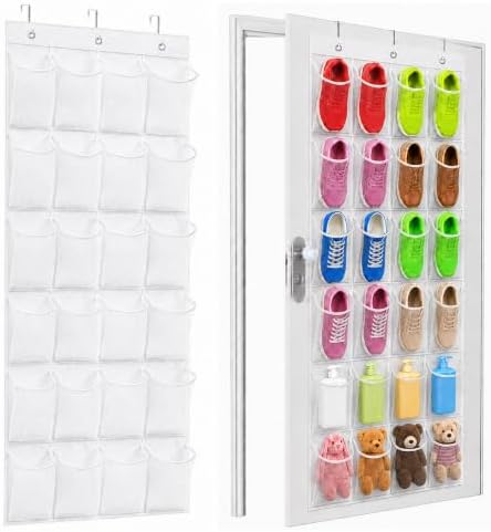 Over The Door Shoe Organizer with 24 Large Breathable Mesh Pockets by Bofoho