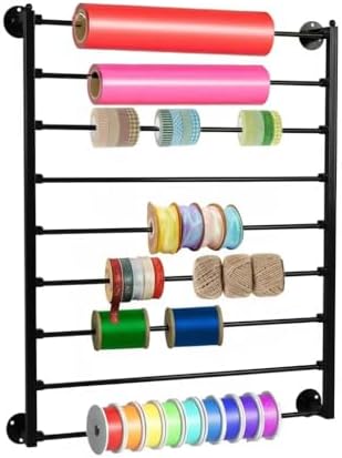 9 Tier Wall Mount Ribbon Organizer, Craft Room Storage Rack by Unknown