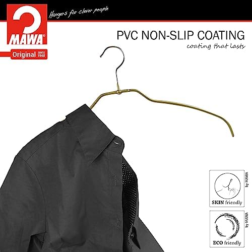 Mawa by Reston Lloyd Silhouette Ultra-Thin Series, Non-Slip Space Saving Shirt Hanger, Style 42/FT, Gold, Pack of 180 - Image 3