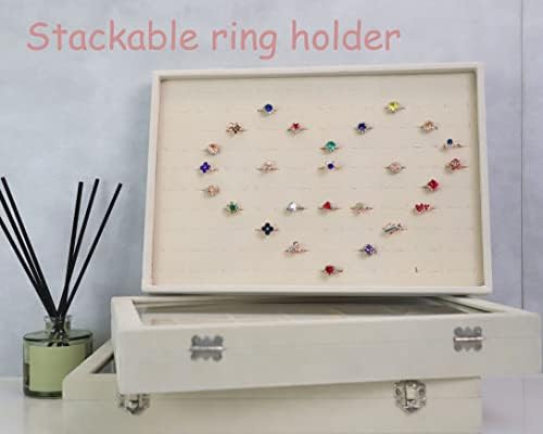 Stratelife 100 Slots Ring Organizer, 13.8" x 9.4" x 1.2", Beige (Pack of 2) - Image 2
