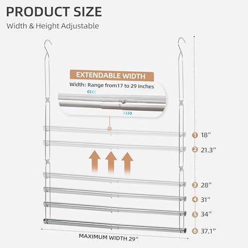 STORAGE MANIAC Hanging Closet Rod, Adjustable Width and Height Closet Hanging Organizer, Space-Saving Clothes Hanging Bar, Closet Extender Hanging Rod Double Closet Hanging Rod, 1 Pack Chrome - Image 2