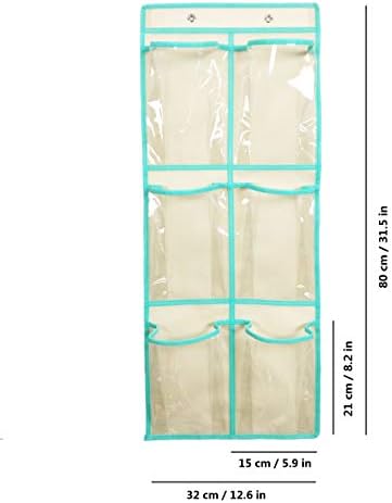 Over The Door Hanging Shoe Organizer Narrow Closet Door Shoe Storage 6 Large Clear Pockets Chart 2 Pack (BEIGE) - Image 6