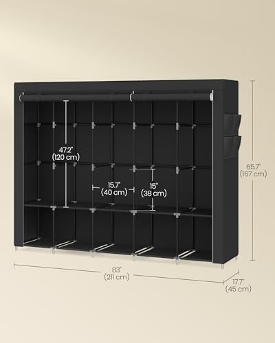SONGMICS Portable Closet with Cover, 5 Hanging Rods and Shelves - Image 6