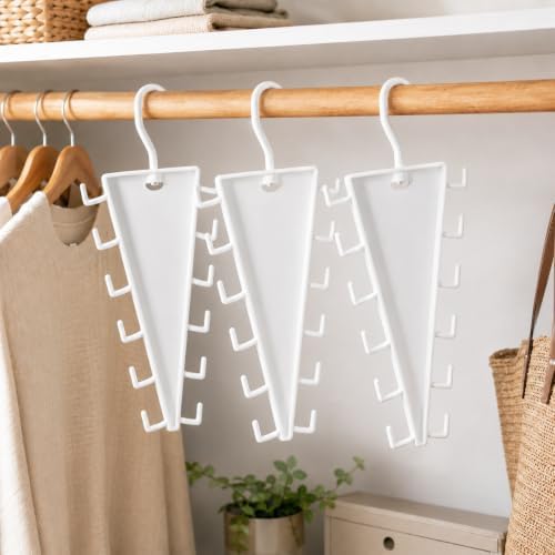 V Shaped Double-Sided Closet Organizer Hanger,12 Hooks Space Saving Organizer for Hats, Scarves, Belts,Bags&Ties, 360-degree Rotating Multi-Layer Vertical Clothes Storage Rack for Wardrobe Space Saver by Unknown