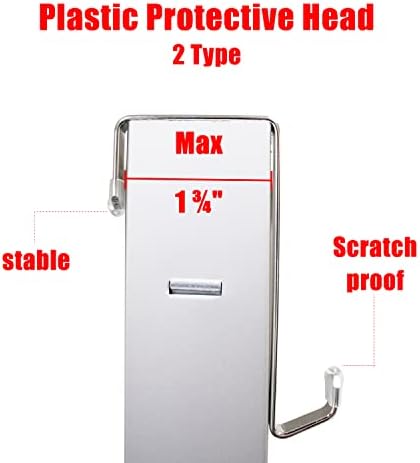 Heavy-duty Single Over Door Hooks, Stainless Steel Hanger Organizer for Hanging Bag, Towel, Bath Robe, Shoe Rack, Fit 1-1/2" to 1-3/4", Rubber Protective Head, Great Replacement (Silver, 4 Pack) - Image 2