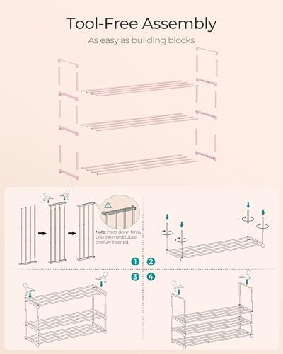 SONGMICS Shoe Rack, 3-Tier Shoe Organizer, Metal Storage Shelf - Image 5