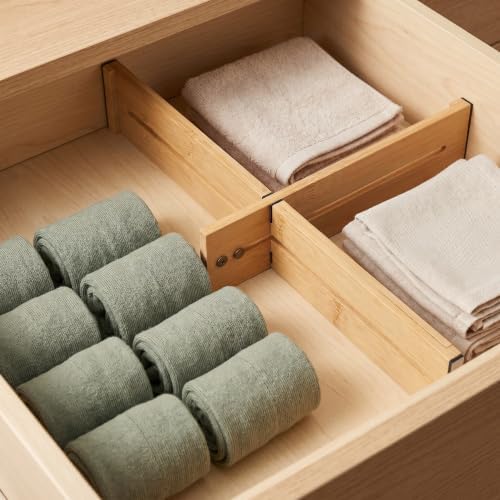 2pcs Adjustable Bamboo Drawer Dividers with Magnetic Expandable Design - Image 5