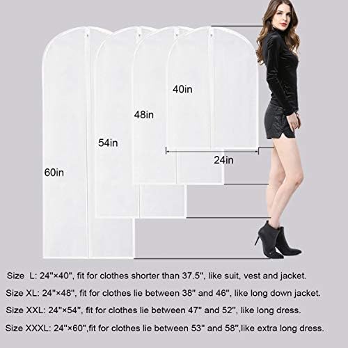 60" Clear Hanging Garment Bags Protect Extra Long Dresses & Gowns - Image 5