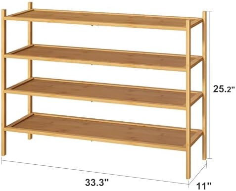kiplant Long Shoe Rack, 4-Tier Bamboo Wood Shoe Rack, Stackable for Closet, Entryway & Hallway - Image 2