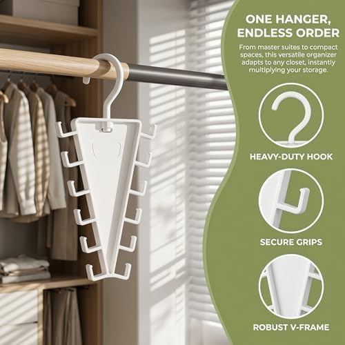 V-Shape 12-Hook Rotating Hanger, 360° Space Saving Closet Organizer - Image 3