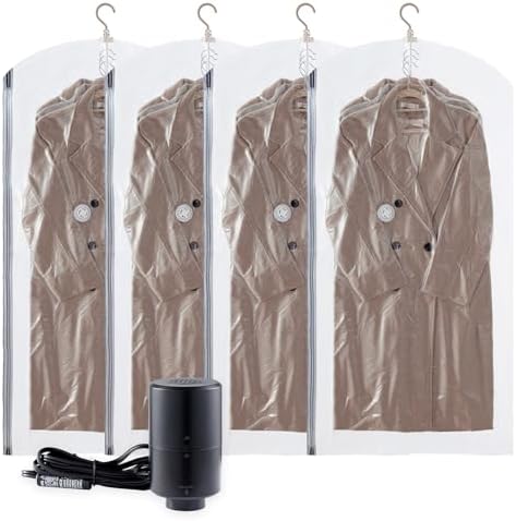 TAILI Hanging Vacuum Storage Bags Clothes, Coats, Jackets,4 Long with Pump by TAILI