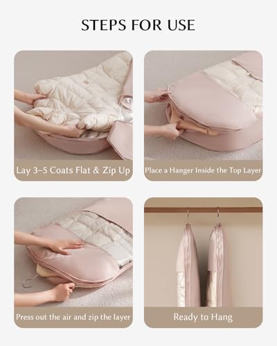 EACHY Garment Bag for Hanging Clothes, Space Saving Dustproof Clothes Cover with Self-Compression Zipper, Visible Closet Organizer for Closet Storage - Image 5
