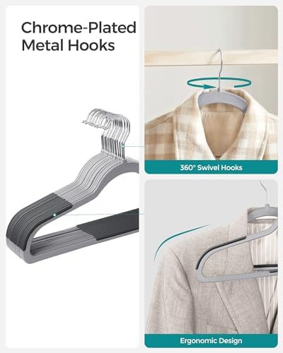 SONGMICS Plastic Clothes Hangers, Pack of 60, Space-Saving - Image 5