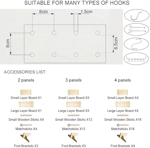 4 Panels Folding Pegboard Room Divider - Versatile Partition Screen for Privacy and Display(Style 2 180x40cm-4 Panel) - Image 5
