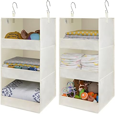 GRANNY SAYS 3-Shelf Hanging Closet Organizer, Foldable Storage, Beige by GRANNYSAYS