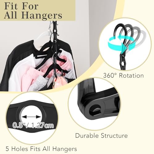 Magic Hangers Space Saving 30 Pack, Multifunction Closet Clothes Hanger Organizer and Storage, 5 Holes Closet Space Savers Hanger Stacker for Small Space Organization Apartment Dorm - Image 5