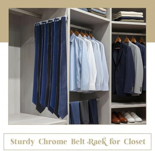 Blulu 1 Pcs 13.8'' Sliding Tie Rack Hangers for Closet, 25 Tie Each, Sliver - Image 6