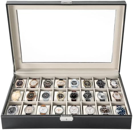 24 Slots Watch Box, Watch Display Organizer for Men Women by FL