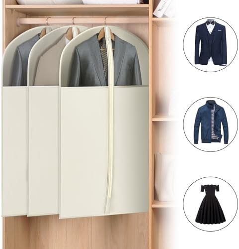 Univivi Garment Bag Suit Bag for Closet Storage, Beige, 40 Inch, Set of 6 - Image 5