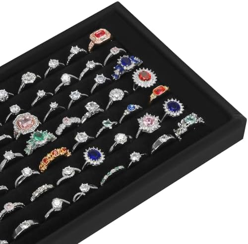 KUKUVR Ring Holder Display Tray, 7 Slot Velvet Jewelry Organizer (Black) - Image 7