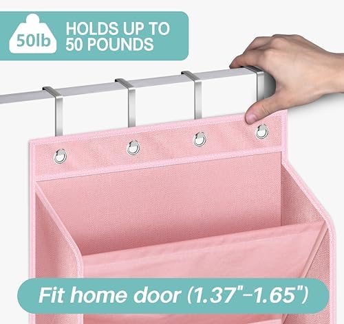 KEETDY Over The Door Shoe Organizer Fit 20 Pairs Sneakers Large Hanging Shoe Organizer for Closet Door Storage Boots, Pink - Image 5