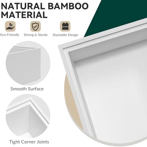 Lixple Bamboo Kitchen Drawer Organizer, 2 Pack, 9" x 3" x 2", White - Image 5