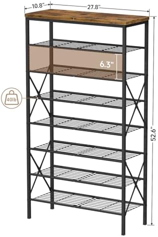 8 Tiers Tall Shoe Rack Organizer, Large Capacity Shoe Rack Holds 32 Pairs of Shoes, Durable and Stable, Adjustable Metal Shelf Stackable Shoe Shelf for Entryway, Hallway, Living Room, Closet - Image 3