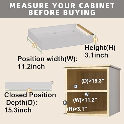 Pull Out Cabinet Organizer, 15.3'' Deep Expandable Slide Out Cabinet Organizer Fixed with Adhesive Nano Film, Slide Out Drawers Pull Out Tray for Cabinet in Kitchen, Pantry, Bathroom, White - Image 2