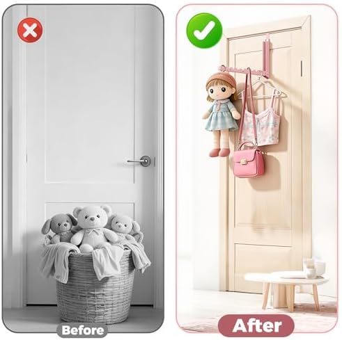 Pink Over the Door Hooks,Foldable Over the Door Hanger for Clothes - Image 6