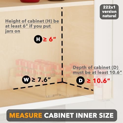 SpaceAid Bamboo Pull Out Spice Rack Organizer for Cabinet, Heavy Duty Slide Out Seasoning Kitchen Pantry Sliding Vertical Organization, 7.6" Wide, 3 Drawers(2" Wide), 1-Tier, Natural - Image 4