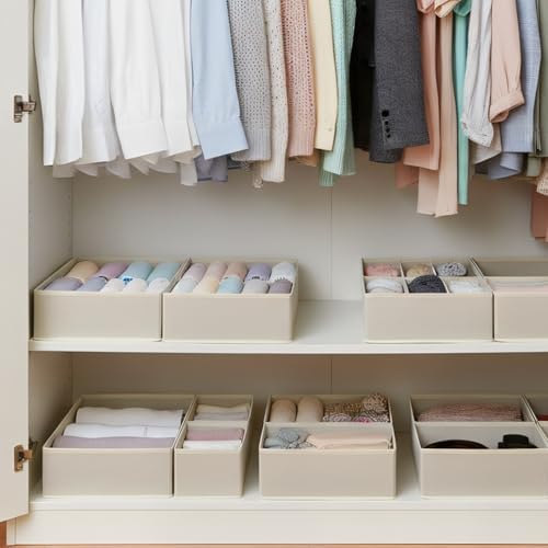 Drawer Organizer for Clothes & Underwear Light Grey - 10 Pack Foldable Fabric Storage Bins for Nursery, Bra Sock Organizer for Dresser Baby Clothes Organizer Set - Image 3