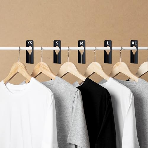 Vantasii 40 Pack Rectangular Black Plastic Clothing Size Closet Rack Dividers Hangers, Preprinted in 8 Sizes XXS, XS, S, M, L, XL, XXL, XXXL (2.5”x 5”, Inner Diameter 1.38”) - Image 5