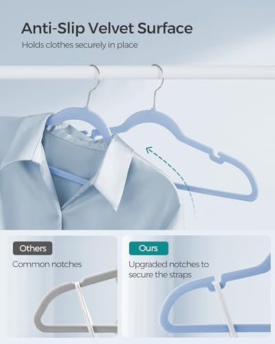 SONGMICS Velvet Hangers 50 Pack, Non-Slip Clothes Hangers, Space-Saving - Image 3