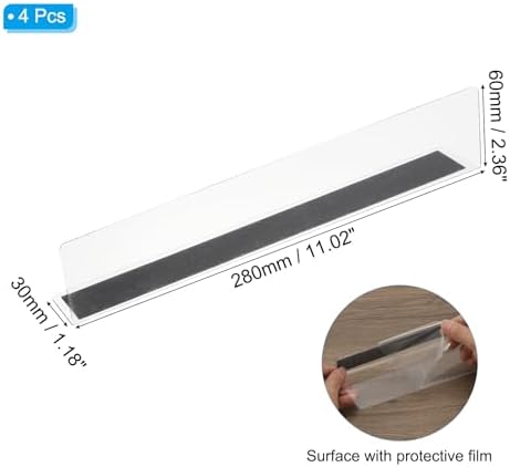 PATIKIL 4 Pack Shelf Dividers for Closet Organization, 11.1x1.2x2.4 Acrylic Magnetic Closets Separator Kitchen Cabinet Shelves Under Bed Blocker for Bedroom Kitchen Office, Clear - Image 2