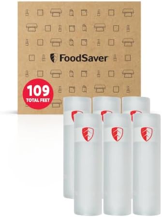 FoodSaver Vacuum Sealer Rolls, 6 Pack 8" x 13.3' Rolls (80 Total Feet), BPA-Free Custom Size Storage Bags for Food, Sous Vide, and Meal Prep by FoodSaver