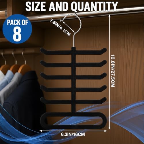 Kathfly Tie Hanger Organizer Multilayer Black Velvet Tie Holders for Closet - Image 2