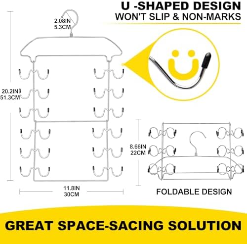 3 Pack Tank Top Hangers Space Saving, Dorm Room Essentials, Metal 360° Swivel Closet Organizers and Storage with 72 Hooks for RV Apartment Small Space Solutions, Non-Slip Foldable Sport Bra Holder - Image 4