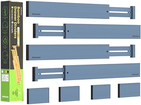 ANTOWIN Expandable Bamboo Drawer Dividers, Fits 17.6-21.6" Drawers by ANTOWIN