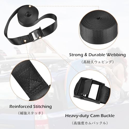 TRIWONDER Tie Down Straps Lashing Straps with Cam Buckle Nylon Webbing Heavy Duty Adjustable for Battery Kayak Motorcycle Cargo Packing - Image 3