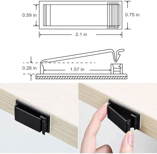 5Pcs Self Adhesive Cable Management Clips,Cable Organizers Wire Clips Cord Holder for PC Laptop Ethernet Cable Desktop Home Office(2.1’’ x 0.75’’ x 0.28’’, Black) - Image 2