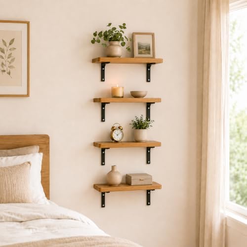 Float Shelves of 3 pcs for wall Decor,Floating Shelves for Living Room,Bedroom. Shelf Wood,Wood braket,Shelf Divider,Storage Divider,Wall Mount. Shelves for wall、wall Shelf、Wood Shelves - Image 2