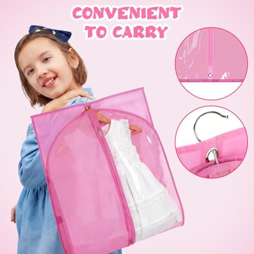 Geelin 14 Pcs Garment Bags for Dance PVC Clear, Pink - Image 4