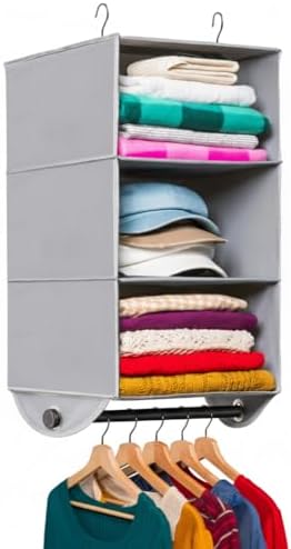 HOLDN’ STORAGE Hanging Closet Organizer with Garment Rod, 3-Shelf by HOLDN%E2%80%99STORAGE
