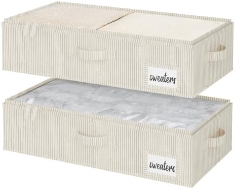 StorageWorks 5 Inch Low Profile Under Bed Storage Containers with Clear Lid by StorageWorks