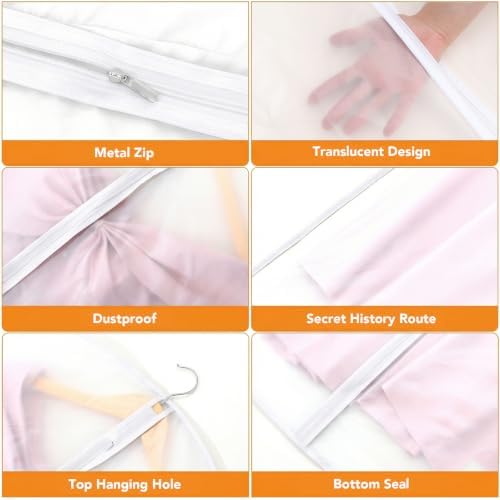 Dntorx 12 Pack Garment Bags, 24 x 40 In Peva Covers, White Edge - Image 4